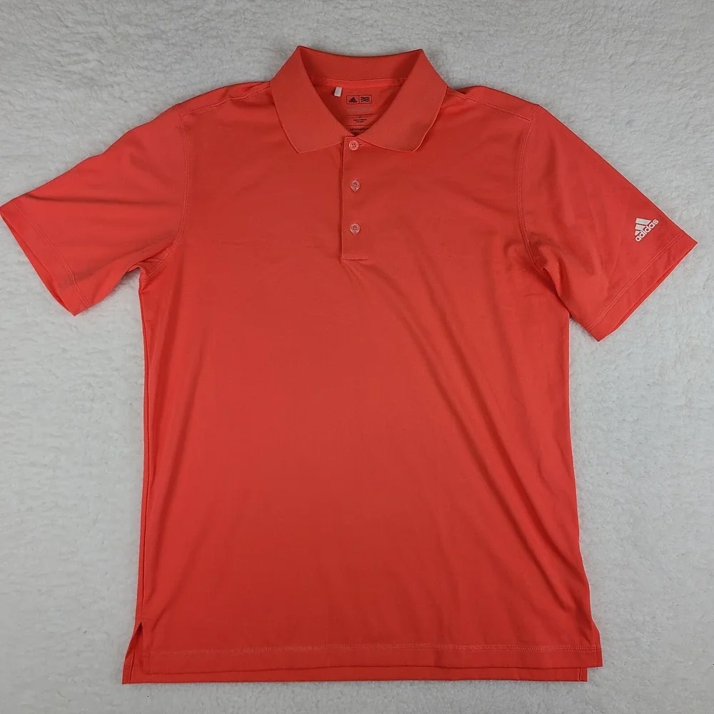 Adidas Polo Shirt Mens Medium Light Red Performance Golf‎ Pure Motion